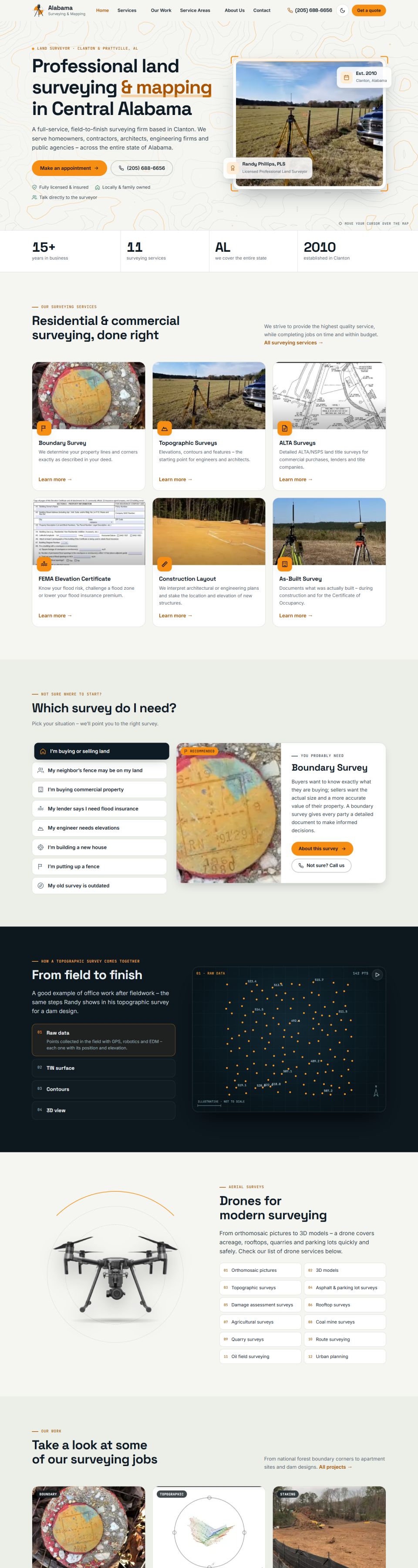 Alabama Surveying & Mapping website – homepage