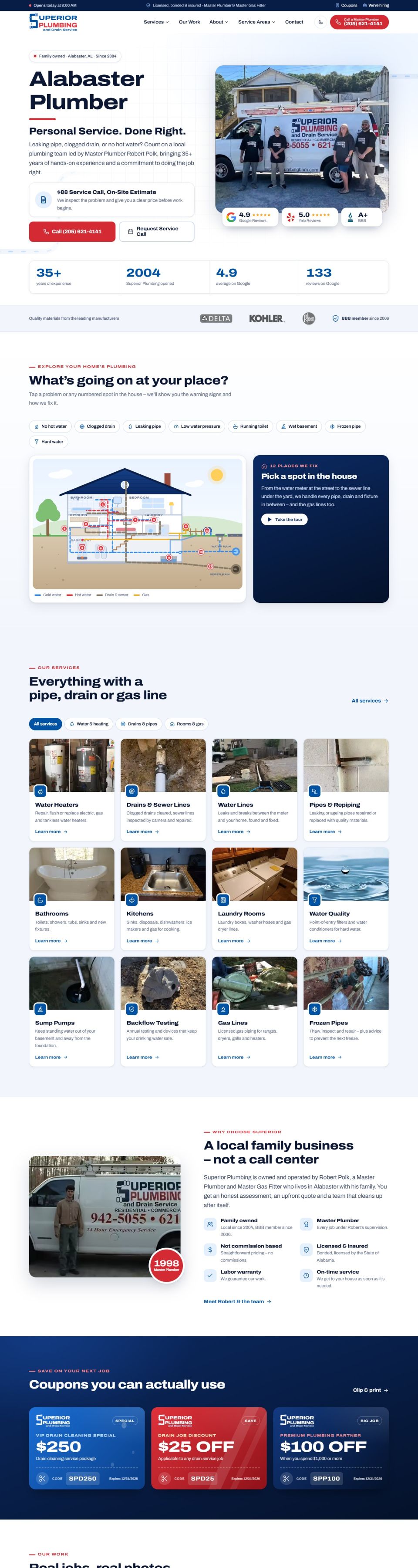 Superior Plumbing & Drain website – homepage