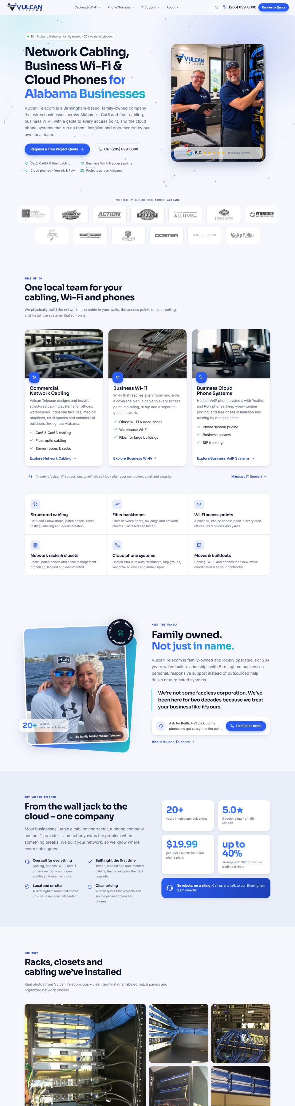 Vulcan Telecom website – homepage